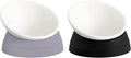 Ravitat 2Pcs Elevated Cat Food Bowl - Adjustable, Anti-Slip & Anti-Noise, Protects Pet's Spine - Thickened Plastic, 17 Oz