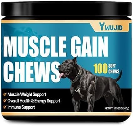 Dog Muscle Gain Power Chews-Canine Weight Gainer Formula,High Protein,Multivitamins,Overall Health & Energy,Immune Support,Premium Natural Muscle Building Supplement for Puppies & Adult Dogs