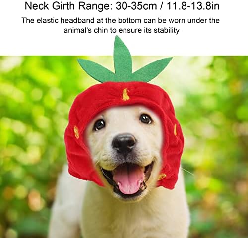Cat Dog Strawberry Hat, Plush Material Adjustable Comfortable Pet Costume Decoration Headgear for Daily Wear Birthday Party