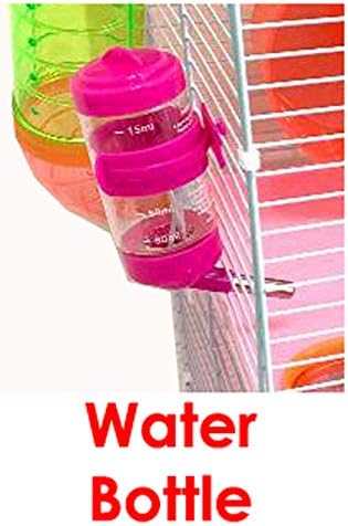 Pink Large 5-Level Large Expandable and Customizable Cross Twin Tower Tube Tunnel Habitat Hamster Rodent Gerbil Mouse Mice Rat Home Cage with Hide House Exercise Wheel Food Dish Water Bottle