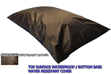 Waterproof Durable Overstuffed Mixed Memory Foam and Polyester Fill Pillow Dog Bed with Inner Liner and External tough OXFORD fabric Case Cover for Small and Large Dogs (48x30 INCHES, Brown)