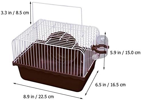 Small Pet Hamster Cage with Running Wheel Water Bottle Food Basin Portable Carrier House Mice Home Habitat for Going Out, Traveling (Coffee)