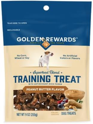 Golden Rewards Dog Training Treats with Peanut Butter Flavor, 9 oz Pouch, Pack of 3