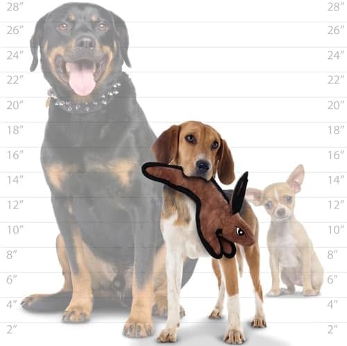 TUFFY - World's Tuffest Soft Dog Toy -Barnyard- Multiple Layers. Made Durable, Strong & Tough. Interactive Play (Tug, Toss & Fetch). Machine Washable & Floats. (Brown Rabbit, Jr)