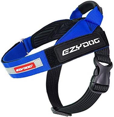 EzyDog Express Dog Harness - Adjustable Dog Harness for Large, Medium, and Small Dogs with Padded Ergonomic Anti-Chafing Design, Grip Handle, & Easy Side Buckle (M, Blue)