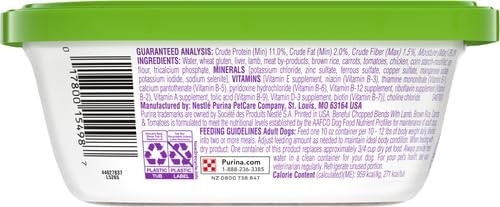 Beneful Purina Chopped Blends with Lamb Brown Rice Carrots Tomatoes Wet Dog Food,10 Oz (Pack of 4)