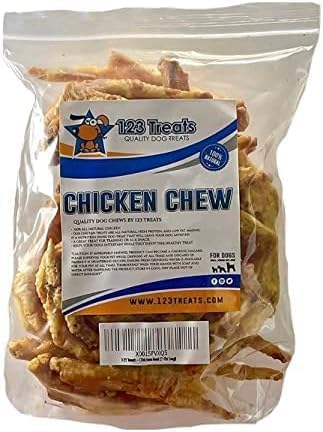 123 Treats Chicken Feet Dog Treats – 100% Natural Baked Chicken Feet for Dogs, Single Ingredient Chew Snacks, Support Joint & Dental Health | Excellent Source of Chondroitin (16 Ounces)