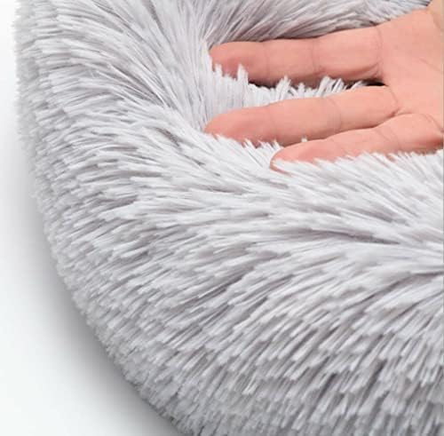 Original Calming Donut Dog and Cat Bed in Shag Fur, Dog Beds for Large Dogs, Anti Anxiety Round Fluffy Plush Faux Fur Pet Bed (40'' x 40'')