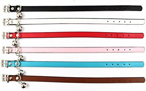 Metal Buckle Pet Collar with Bell Suit for Cats or Puppy Dogs White/Black/Red/Pink/Blue/Brown (M (Collar), White)