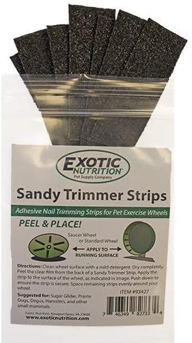 Exotic Nutrition Sandy Trimmer Strips (Large) (8 Strips) - Adhesive Nail Trimming Strips for Pet Exercise Wheels - Sugar Gliders, Prairie Dogs, Degus, Squirrels, Chinchillas