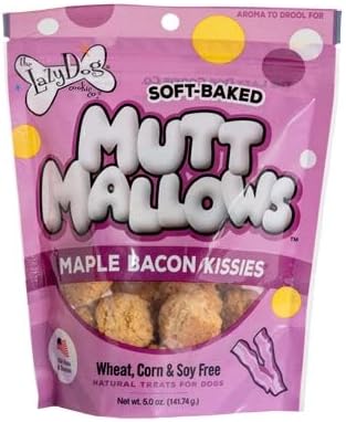 The Lazy Dog Cookie Co. - Original Pup-Pie - Happy Birthday Dog Treat for a Charming Boy, 5 oz with Bag of 5oz Bacon Flavor Mutt Mallows