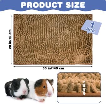 PINVNBY Guinea Pig Cage Liner Guinea Pig Bedding Washable Rabbit Mat Pads Reusable Small Animal Sleeping Bed for Bunny Hamster (55 x 28, Brown)