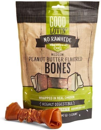 Good Lovin' No Rawhide Medium Peanut Butter Flavored Dog Bones 15.8 oz. Count of 5