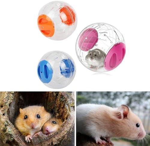 Hamster Exercise Ball Silent Hamster Wheel Small Animals Transparent Ball for Dwar Rat Relieves Boredom and Increases Activity (6inch with Stand, Pink)