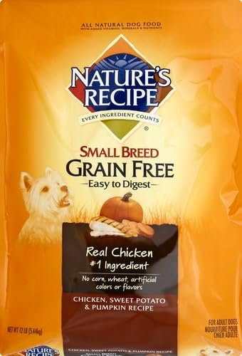 Nature's Recipe Grain Free Small Breed Dry Dog Food, Chicken, Sweet Potato & Pumpkin Recipe, 12 lb. Bag