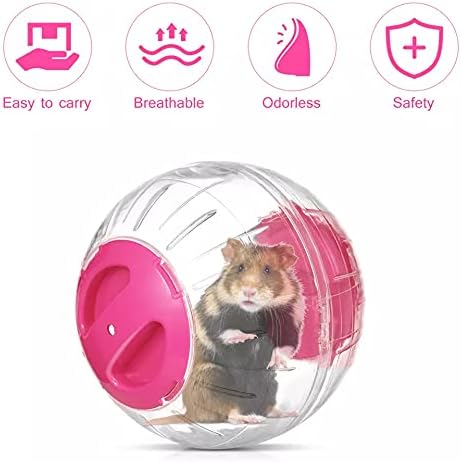 Hamster Exercise Ball Silent Hamster Wheel Small Animals Transparent Ball for Dwar Rat Relieves Boredom and Increases Activity (4.8 inch, Pink)