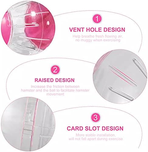 Hamster Exercise Ball Silent Hamster Wheel Small Animals Transparent Ball for Dwar Rat Relieves Boredom and Increases Activity (4.8 inch, Pink)