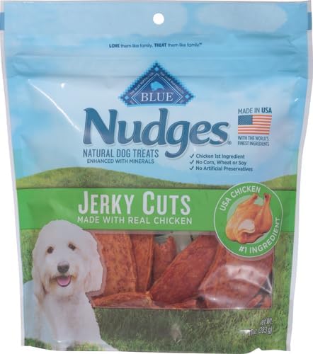 Blue Buffalo Nudges Jerky Cuts Dog Treats, Made in the USA with Natural Ingredients, Chicken, 10-oz Bag (Pack of 6)