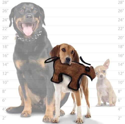 TUFFY - World's Tuffest Soft Dog Toy - Barnyard Junior Bull - Multiple Layers. Made Durable, Strong & Tough. Interactive Play (Tug, Toss & Fetch). Machine Washable & Floats