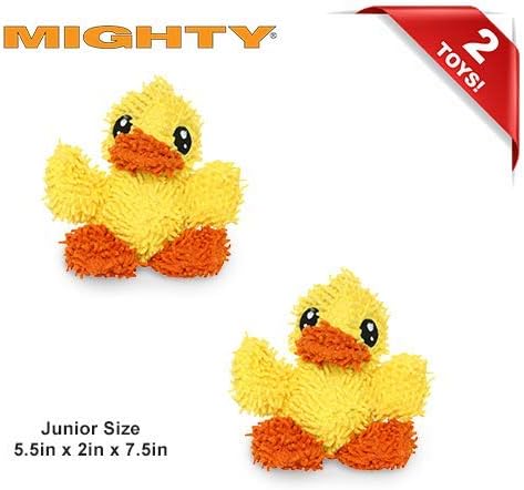 MIGHTY- Microfiber Ball - Farm – Made with Squeaker Balls and Minimal Stuffing. Strong & Tough. Interactive Play. Machine Washable & Floats (Duck, Jr 2 Pack)