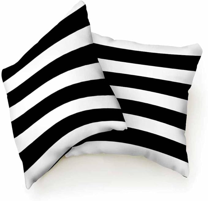 Decor Throw Pillow Covers Black White Striped Horizontal Seamless Pattern Pillow Cases for Bedroom Living Room Pack of 2 for Men Women 18X18Inch
