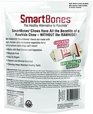 SmartBones Small Chews, Chicken, Treat Your Dog to a Rawhide-Free Chew Made with Real Meat and Vegetables, 6 Count (Pack of 4)