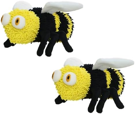 MIGHTY- Microfiber Ball - Farm – Made with Squeaker Balls and Minimal Stuffing. Strong & Tough. Interactive Play. Machine Washable & Floats (Bee, Medium 2 Pack)