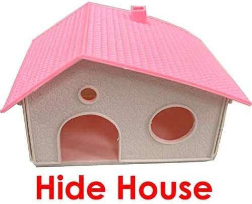 Pink Large Twin Tower Habitat Hamster Home Rodent Gerbil Mouse Mice Rat Wire Animal Cage Long Crossover Tube Expandable and Customizable with Hide House Running Wheel Food Bowl Water Bottle Deep Base