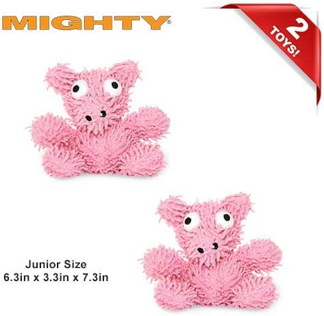 MIGHTY- Microfiber Ball - Farm – Made with Squeaker Balls and Minimal Stuffing. Strong & Tough. Interactive Play. Machine Washable & Floats (Pig, Jr 2 Pack)