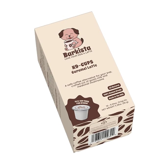 K9-Cups - Coffee for Dogs, Caramel Latte Dog Treat Beverage - Single Serve Latte K-Cups Pods for Keurig, 10 Count | All Natural, Human Grade, No Caffeine, Goats Milk + Mushrooms