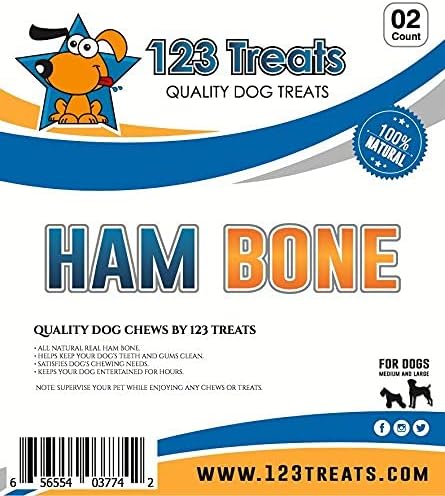 123 Treats Dog Bones for Aggressive Chewers - 100% Natural Pork & Beef Flavored Meaty Dog Chews, Made from Grass Fed Cattle, Grain Free Femur Bone | 2 Count