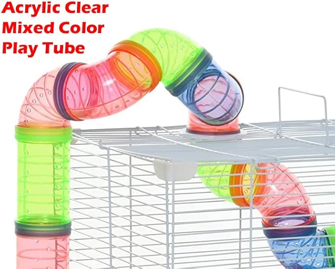 Large 5-Floors Blue Hamster Mansion Habitat Home House Cage Paw Safe Solid Platform with Hide House Running Excerise Wheel Food Bowl Water Bottle Deep Base
