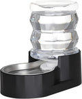 RIZZARI Dog Food Water Dispenser: 4L Large Black Stainless Steel Feeder with Activated Carbon Ion Exchange System - Soften Water and Remove Odor - Prevent Urinary Stone - Garden and Study Room