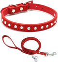 Puppy Collar and Leash with Bling Diamond, Pretty Crystal Sparkly Rhinestone Glitter Jewel Girls Cat Collars for XXS Xs Small Medium Pet Female Dogs Boys Kitten, Red S