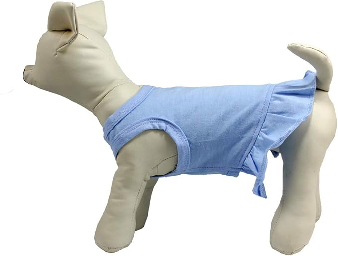 Pet Clothes Small Dog Clothing Blank Color Sport Dress T-Shirts Tee Dresses Tanks Top for Small Size Female Dogs Summer Spring Pet Costumes 100% Cotton (XL, Light-Blue)