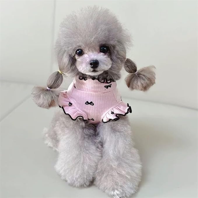 Small Dog Clothes Extra Small Dogs Spring Summer Dress Cute Soft and Breathable Outfits for Female Chihuahua Shih Tzu Yorkshire Puppy Cats (Pink Dress, Small)