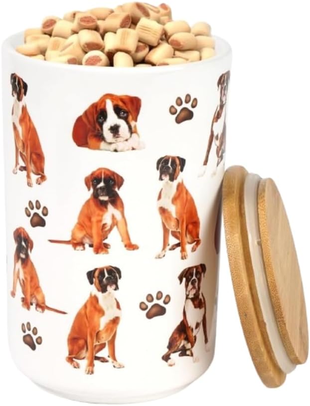 Greenline Goods Premium Dog Treat Ceramic Canister Set – Boxer Airtight Canister for Fresh Treats, Ceramic Jar & Containers with Lids, Farmhouse Canisters, Ideal Kitchen Canisters for Countertop