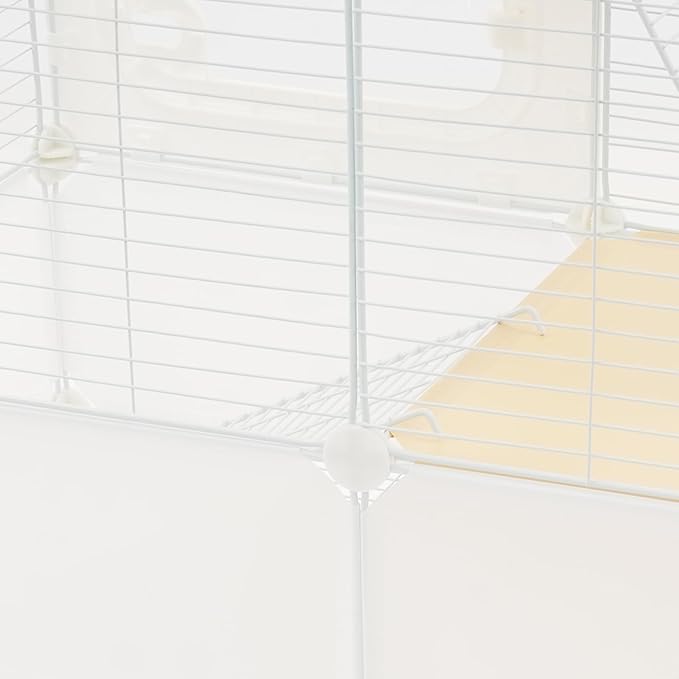Small Animal Cage, Guinea Pig Cages with Rolling, Durable Front Doors, Chinchilla Cage with Scoop for Rat, Hamster, Guinea Pig, Squirrel (White, 45.3in)