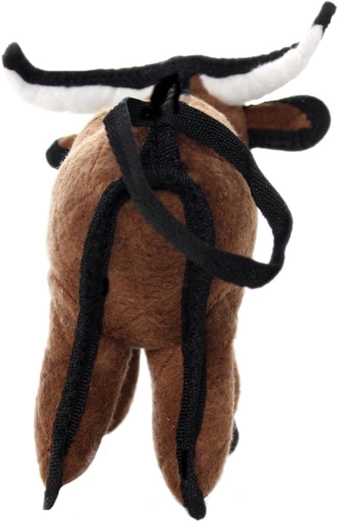 TUFFY - World's Tuffest Soft Dog Toy - Barnyard Junior Bull - Multiple Layers. Made Durable, Strong & Tough. Interactive Play (Tug, Toss & Fetch). Machine Washable & Floats