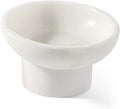 Karibiber Marble Elevated Cat Bowl, White Weighted Raised Cat Food & Water Bowl, Whisker-Friendly Stone Cat Dish with Non-Slip Stand, Heavy Water Bowls for Small Dog