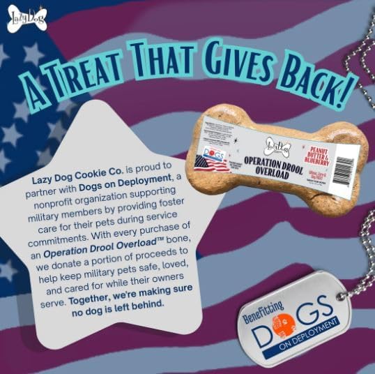 Lazy Dog Cookie Co. Buy a Bone Help Give a Dog a Home, Grain-Free Natural Chews for All Breeds, Long-Lasting Healthy Treats for Dogs of All Ages - Peanut Butter and Blueberry - Pack of 15 (PBB)