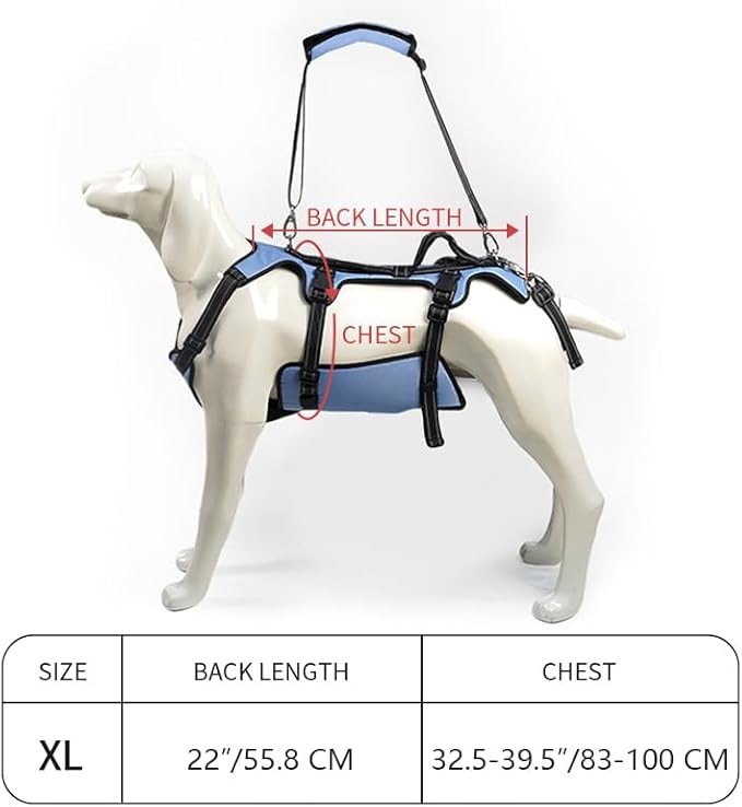 Coodeo Dog Lift Harness, Full Body Support & Recovery Sling, Pet Rehabilitation Lifts Vest for Old Dog with Arthritis Walk(Bule,XL)