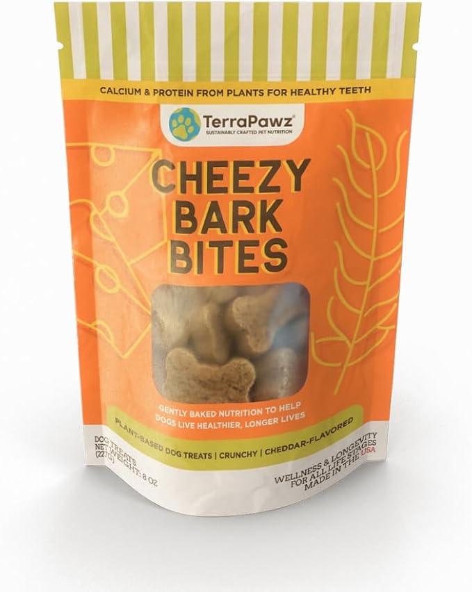 TerraPawz Vegan Dog Training Treats – Cheezy Flavor, Plant-Based Functional Treats with Chia & Flaxseed for Skin, Coat & Dental Health, Omega-Rich Treats for All Dog Sizes Including Large Breeds(8 oz)