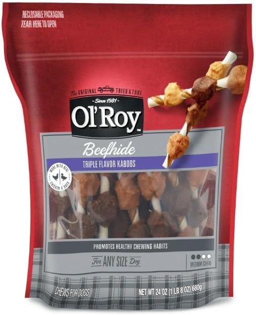 Ol Roy Triple Flavor Kabobs Dog Chews, 24 oz, Pack of 1