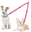 AUTOWT Double Dog Leash, No Tangle 360°Swivel Rotation Reflective Lead Attachment Adjustable Length Dual Two Dogs Lead Splitter, Comfortable Shock Absorbing Walking Training for 2 Dogs