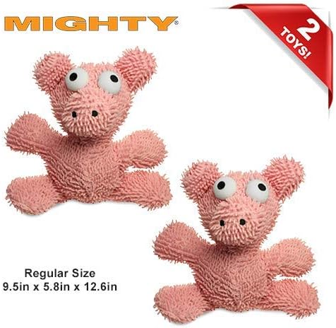 MIGHTY- Microfiber Ball - Farm – Made with Squeaker Balls and Minimal Stuffing. Strong & Tough. Interactive Play. Machine Washable & Floats (Pig, Large 2 Pack)