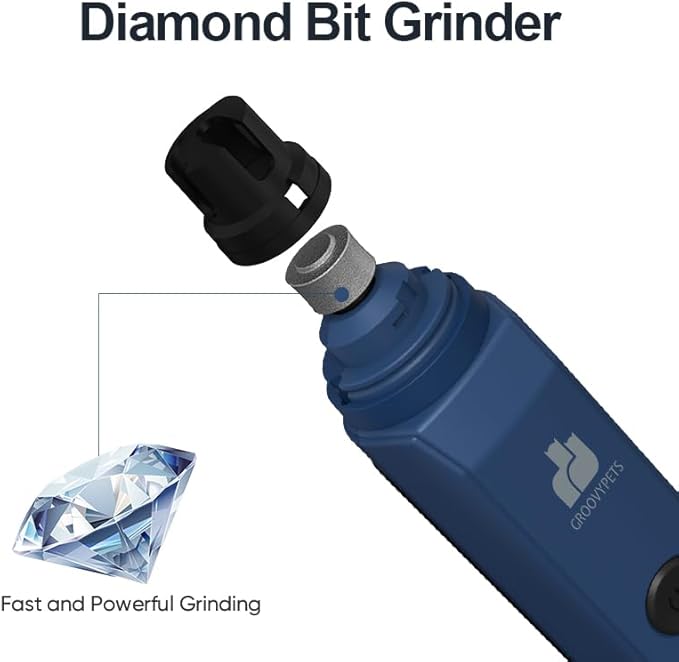 Ultra Quiet Electric Pet Nail Grinder with LCD Display, Dual LED Lights, USB Rechargeable, Midnight Blue