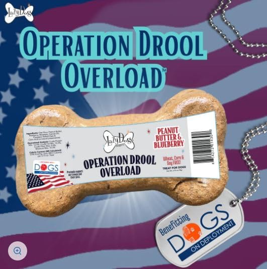 Lazy Dog Cookie Co. Buy a Bone Help Give a Dog a Home, Grain-Free Natural Chews for All Breeds, Long-Lasting Healthy Treats for Dogs of All Ages - Peanut Butter and Blueberry - Pack of 15 (PBB)