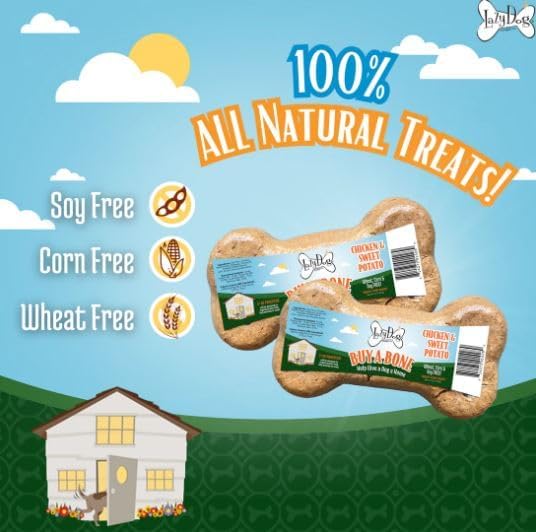 Lazy Dog Cookie Co. Buy a Bone Help Give a Dog a Home, Grain-Free Natural Chews for Small, Medium and Large Breeds, Long-Lasting Healthy Treats for Dogs of All Ages - Sweet Potato - Pack of 15 (SP)