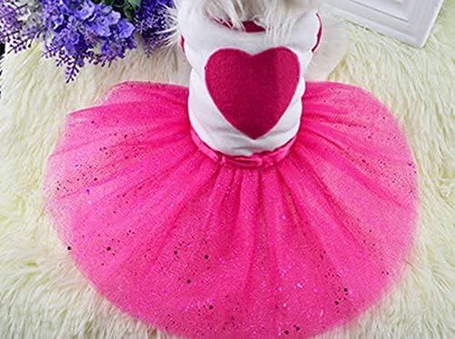 Idepet Spring Summer Pet Dog Cat Puppy Tutu Princess Dress Heart Printed Lace Skirt Pet Apparel (XXL)